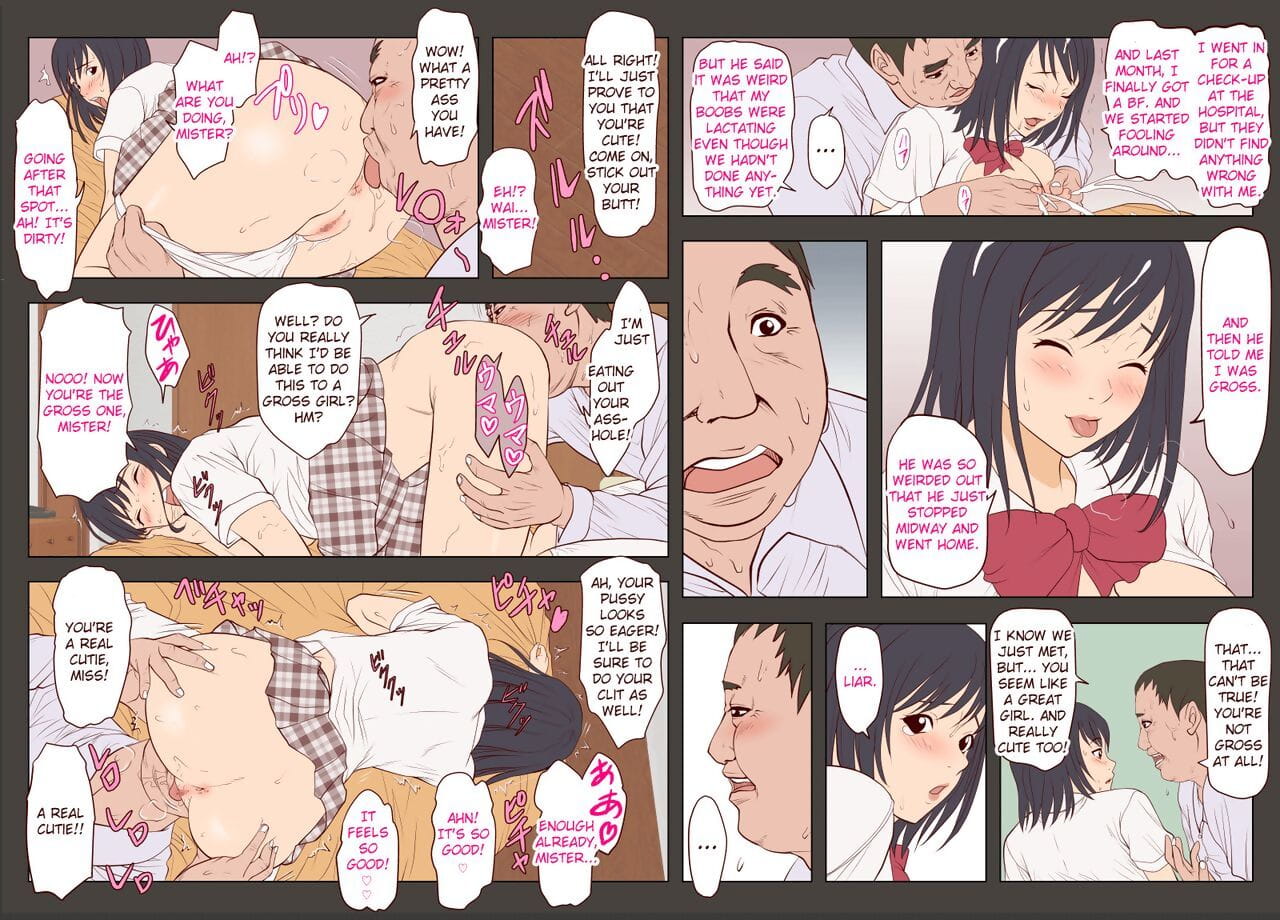 Bonyuu Musume to Oji-san no Hatsutaiken - First Time Between Lactating Girl and Old Man page 1